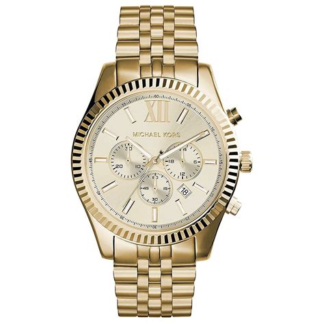 gold michael kors mens watch the lexington mk8281|Michael Kors leather watch.